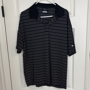 Nike Men's Polo Shirt with Black and Gray Stripes
